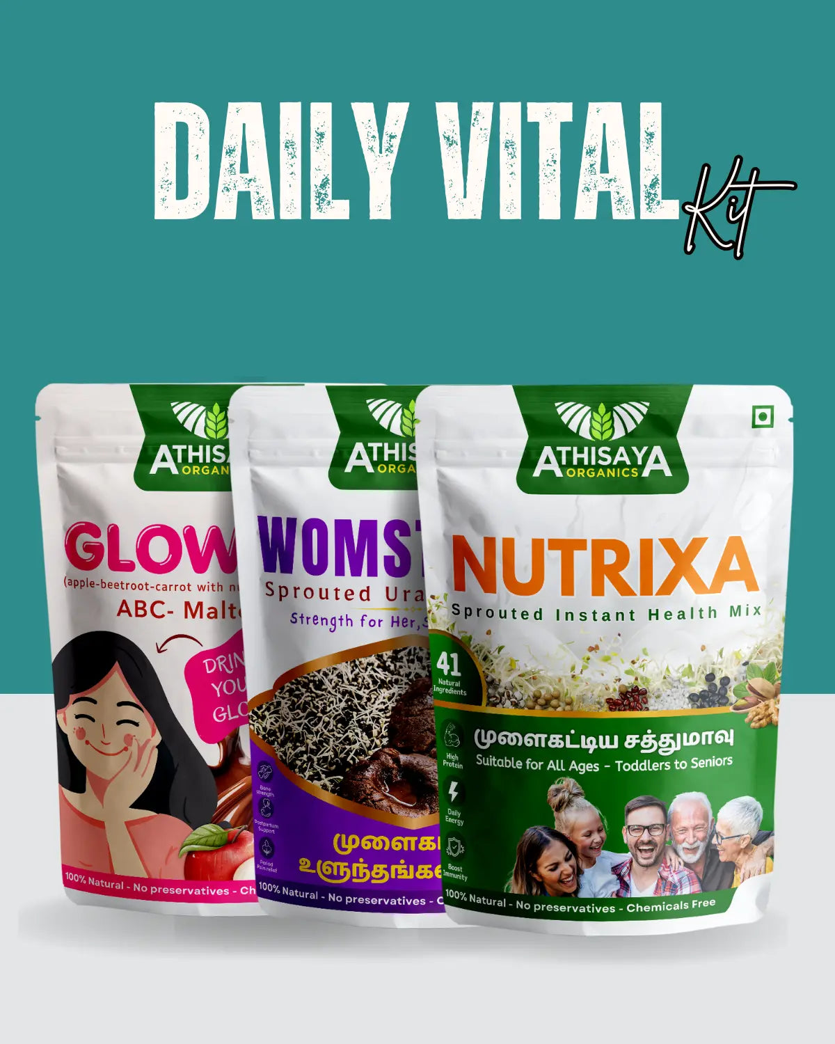 Daily Vital Kit | Glow Mix + Nutrixa + Womstrong